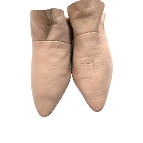 Free People Sienna Mules Size 6 -6.5 (36.5) Leather Ruffle Slides Pointy Pink - Picture 4 of 10